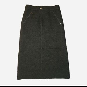 Alexandra Bartlett 100% Wool Black Textured Pencil Skirt